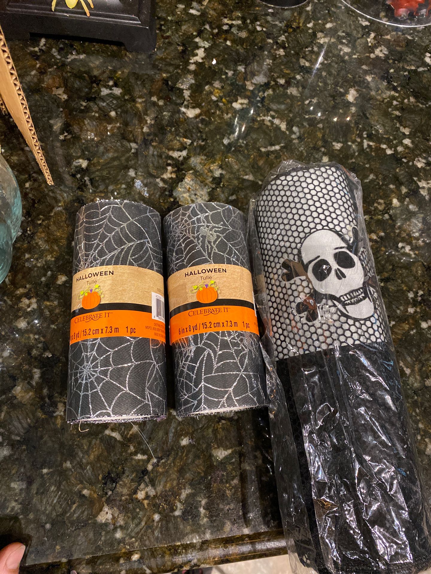 Spider Halloween tulle 16 Yards and skull mesh ribbon 18’