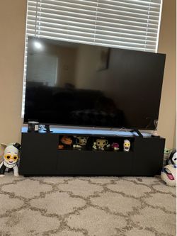 Modern Black TV Stand with LED Lights – Fits Up to 75” TV