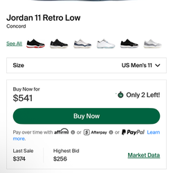 Jordan 11 concord low 2014 size 11