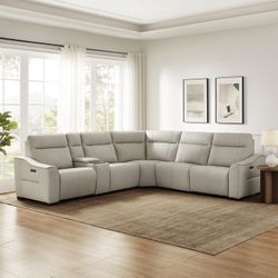AIDEN & IVY®  Monica Leather Power Reclining Sectional with Power Headrests $1999.99