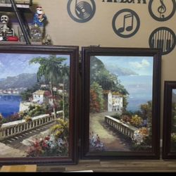 Very Nice Set Of 3 Oil Paintings