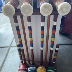 Vintage Wooden Croquet Sed Game 4
