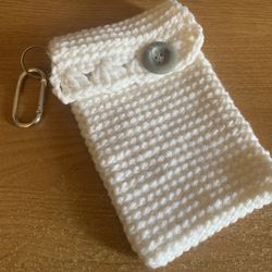 Handmade Crochet Phone Pouch With Clip - 7”x4” - &8