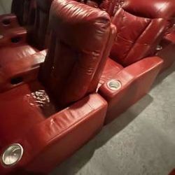 9pc Theater Chairs (Red Leather)