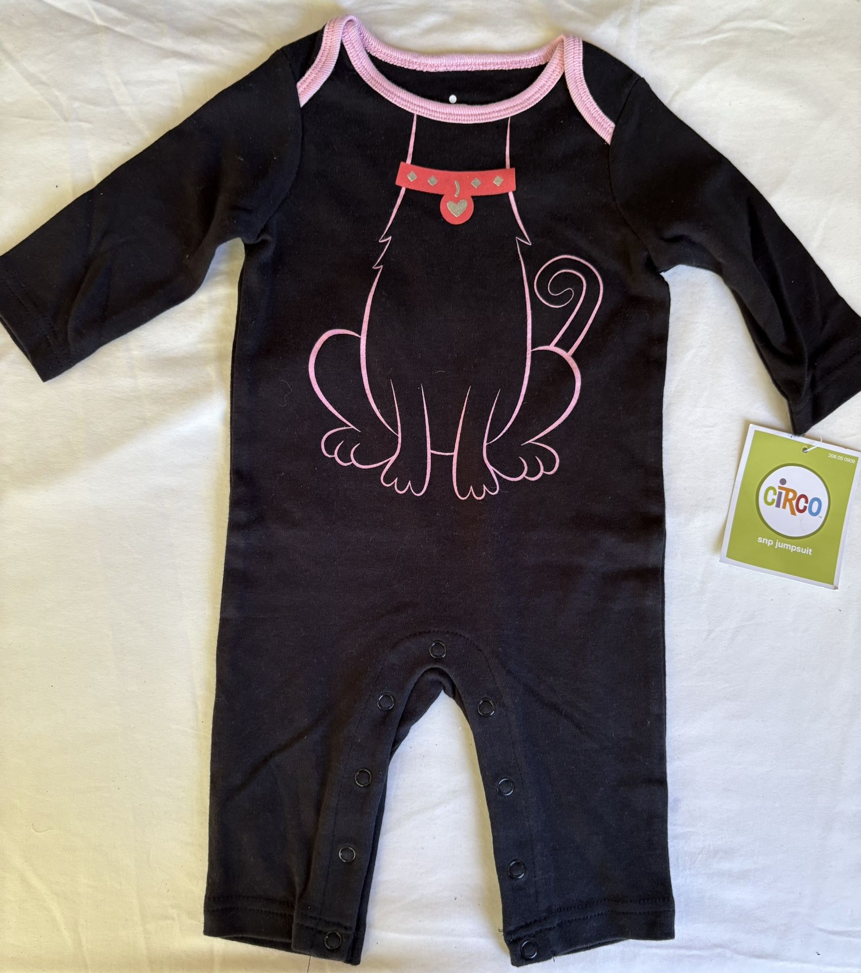 Halloween - NEW - Baby - Black Cat  - One-Piece- Size - Baby 3-6 Months - Vintage 
