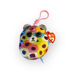 TY SQUISH A BOO CLIP - GISELLE 3" Plush Rainbow Leopard Key Chain NEW