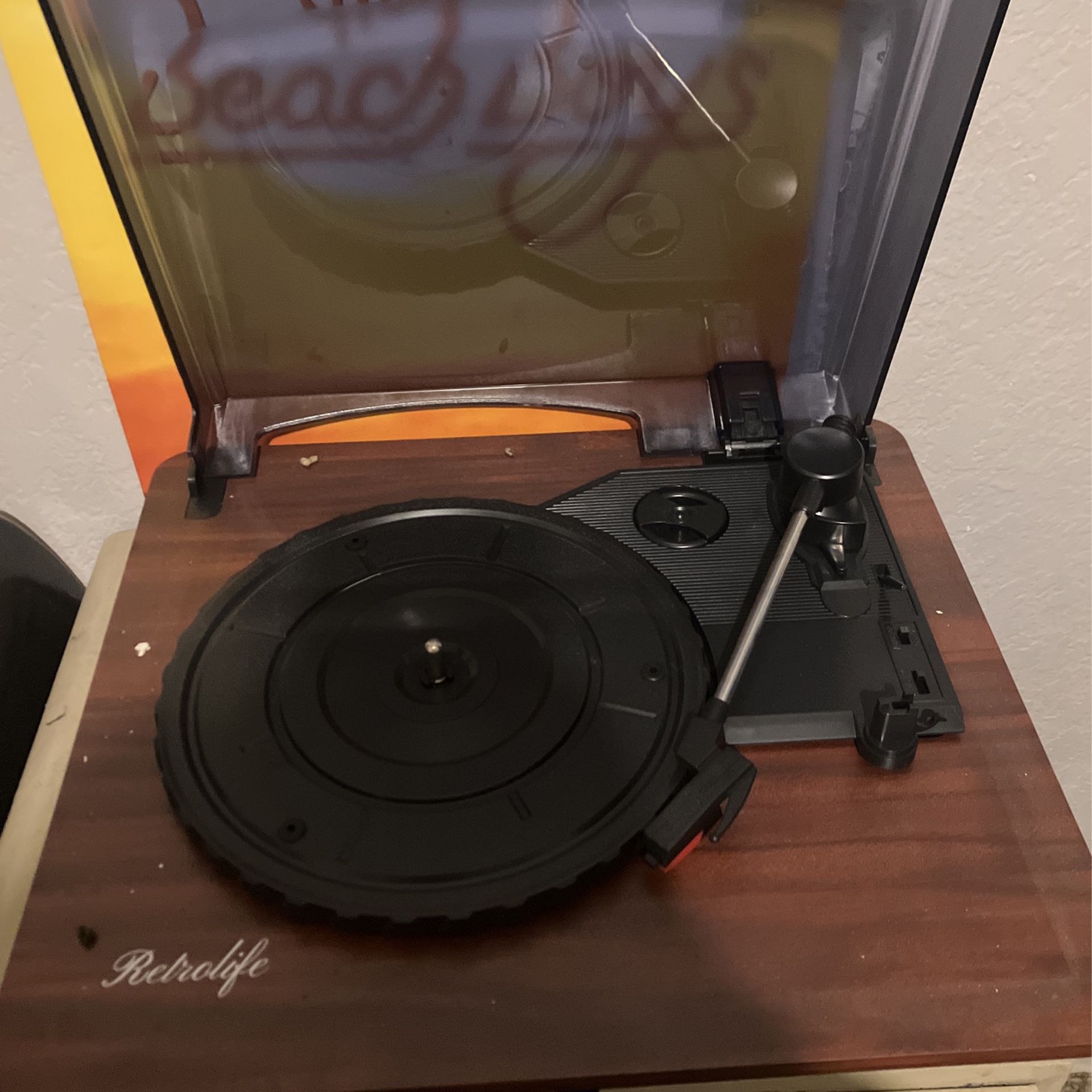 Vintage Style Record Player + Beach Boys Vinyl 