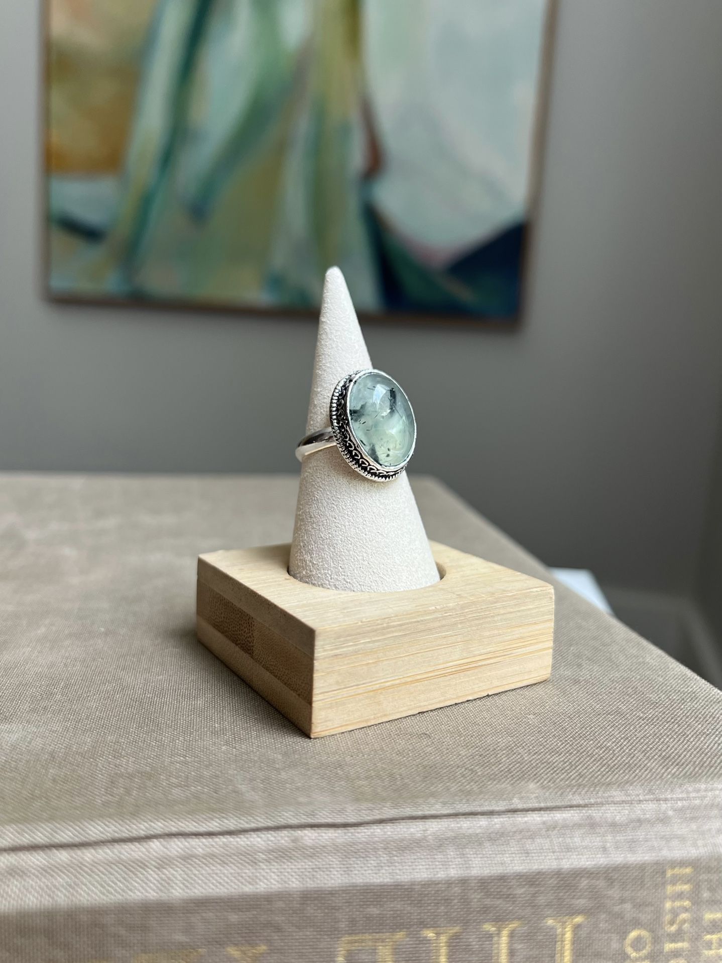 Adjustable Moss Agate Gemstone Ring ( firm on price )