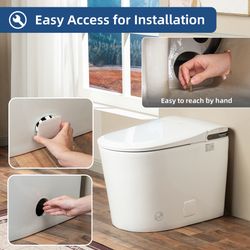 GT100 Smart Toilet with Auto Open/Close Lid, Foot Sensor, Auto Flush, No Bidet, Heated Seat & Fragrance System, ADA Chair Height, Easy to Install