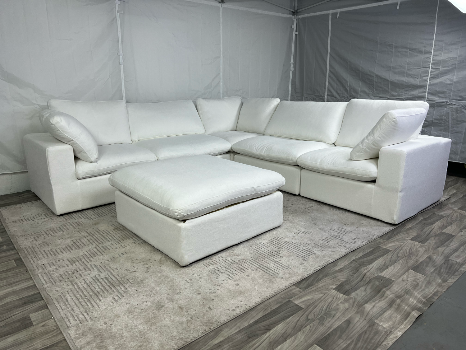 ( Delivery Available ) Large Modular Cloud White Sectional Couch Storage Ottoman