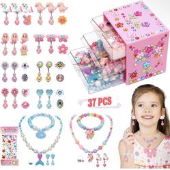 Brand New Toys-for-Girls-Jewelry,Princess Toddler Girl Toys Age 6-8 for Pretend Play & Dress Up, Adjustable Ring Clip on Earrings Kids Toys 