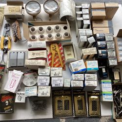 NEW Old Stock Electrical Supplies Wall Plates, Toggle Dimmers, Receptacles, Transformers, Etc. in Boxes 