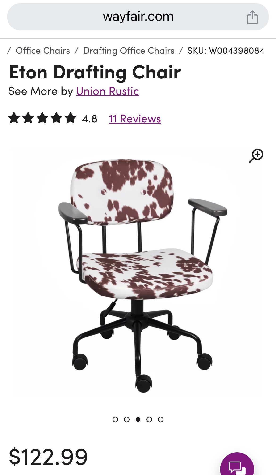 Cow Print Office Chair - Brand New