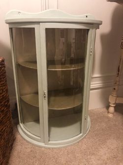 Old antique small wall hanging curio cabinet