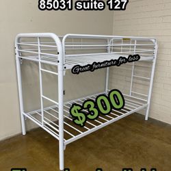 Metal Bunk Bed White Twin Over Twin Brand New 