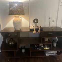 Solid Wood Console Table With Shelves 