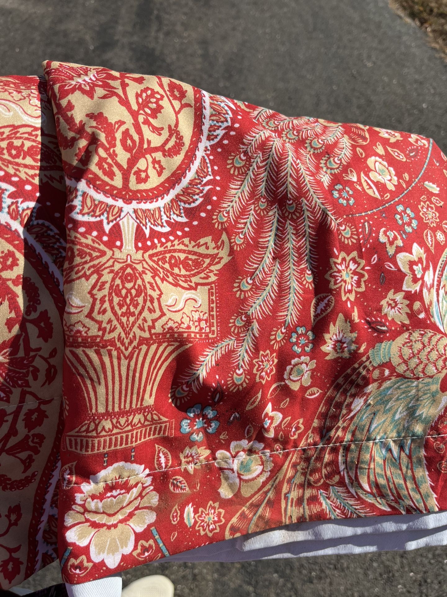 Red Curtains/peacocks
