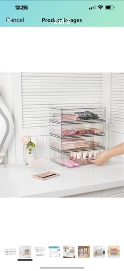 Vtopmart 12.1''W Clear Stackable Storage Drawers,2 Pack Acrylic Plastic Organizers Bins for Makeup P
