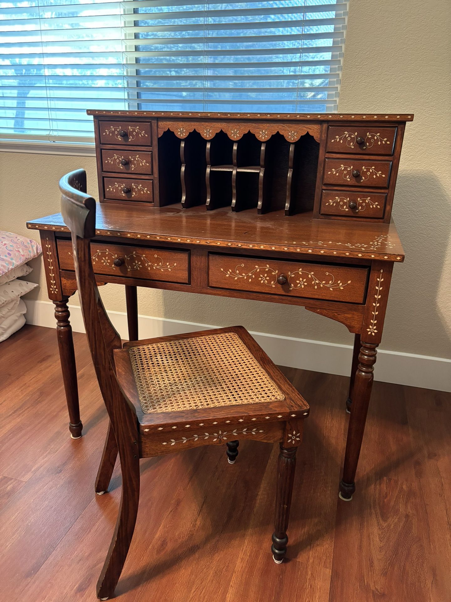 Antique Desk With Mother Of Pearl From France