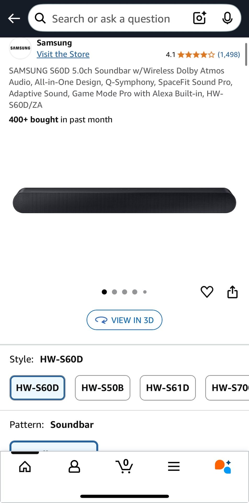 SAMSUNG S60D 5.0ch Soundbar w/Wireless Dolby Atmos Audio