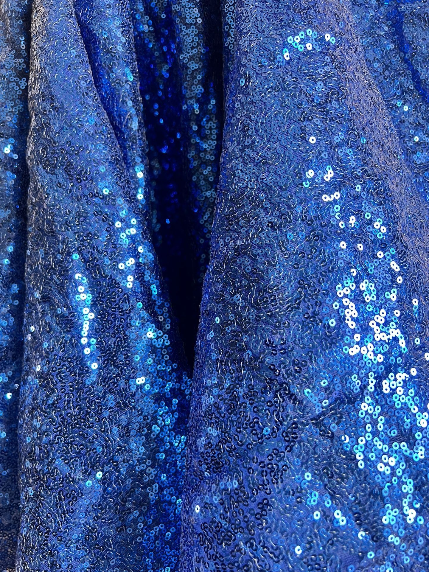 Blue Sequins Material W80xL110 inches. Make something beautiful. See pictures