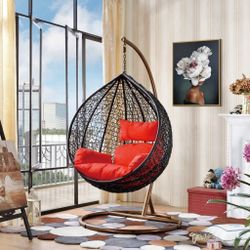 Swing Chair Single Round Base Bronze Color , Red Cushion. New Especial Price For Limited Time