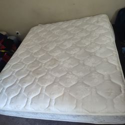 California King Size Double Sided Mattress With Heavy Duty Plastic Foundation Box Spring Please See Pictures For Details 