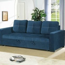 Brand New Navy Blue Sofa With Pull- Out Sleeper