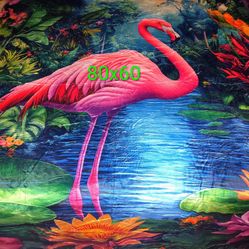 80x60 Flamingo Floral Plush Throw