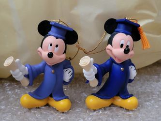 set of 2 Disney graduation Mickey ornaments 