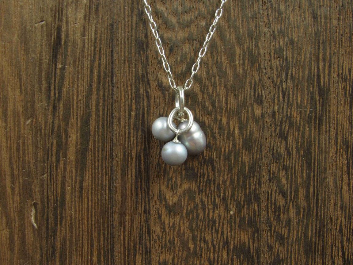 18" Sterling Silver Triple Genuine Pearls Necklace Vintage

