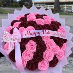 Bouquet Flower Pink And Burgundy Glitter 🩷♥️