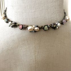 Cooke Lee Pearl Floral Choker Necklace 