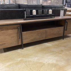 Maddox Media Console (Brown Wood & Black Metal)