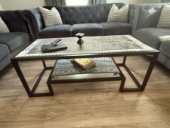 Two-Tier Metal Frame Coffee Table