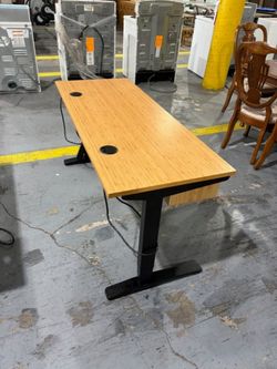 Electric Adjustable Height Desk Bamboo Top