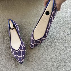Rothy's Violet Purple Giraffe Print Pointed Toe Flats
