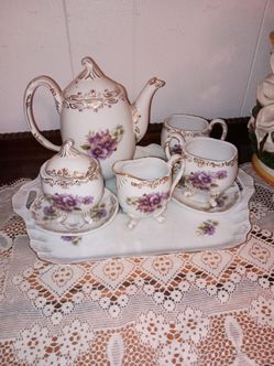Vintage Porcelain Tea Set with Tray