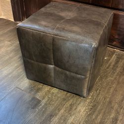 Foot Stool Pleather Gray