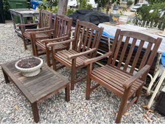 Chairs with coffee table built-in firepit set of 4