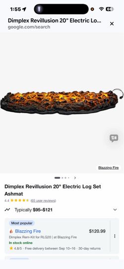 Dimplex Revillusion 20" Electric Log Set Ashmat
