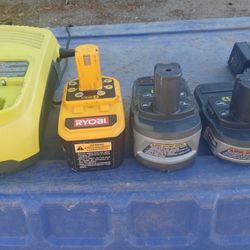 Ryobi +One 18v  Batteries And Charger 