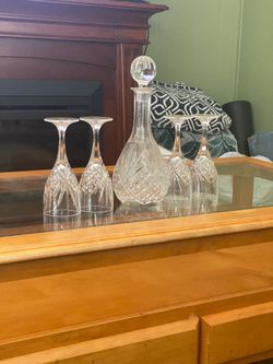 Dublin Crystal 5 Piece Wine Decanter & Goblet Set