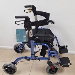 Versatile Rollator & Transport Chair - Blue