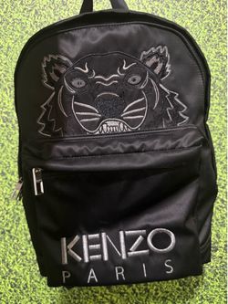 Kenzo Paris Tiger Embroidered Black Nylon Backpack
