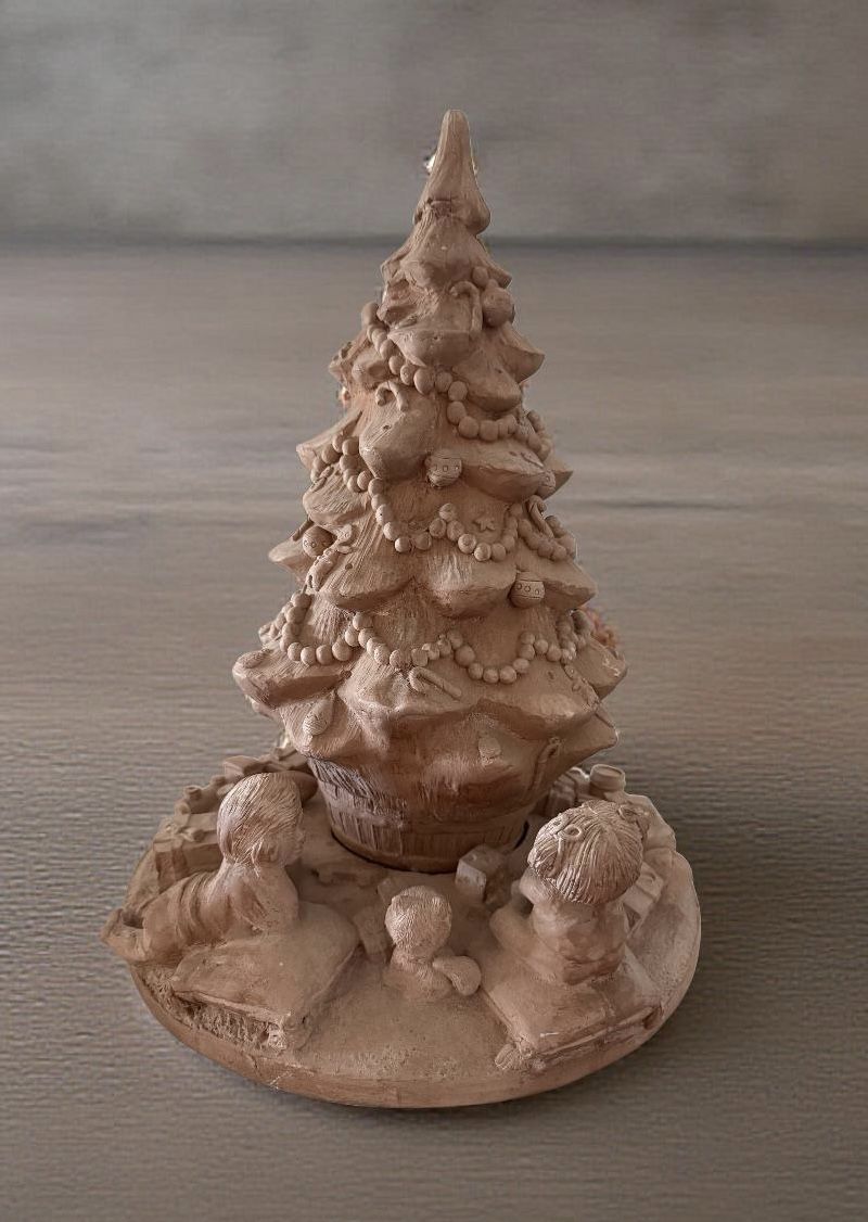 Terracotta clay Christmas Tree and scene. One of a kind 16.5” H x 13” W