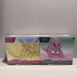 (SET OF 2!) Pokemon Paradox Rift Pokemon Center ETBs Roaring Moon & Iron Valiant