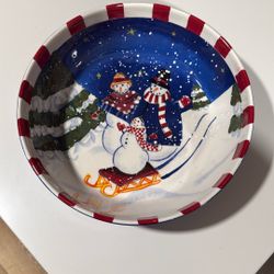 Hand Painted Ceramic Snowman Bowl