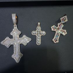Moissanite rose gold cross pendants