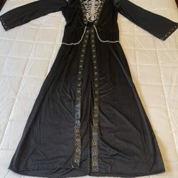 Crypt Master Adult Skeleton Reaper Black Robe Halloween Costume L